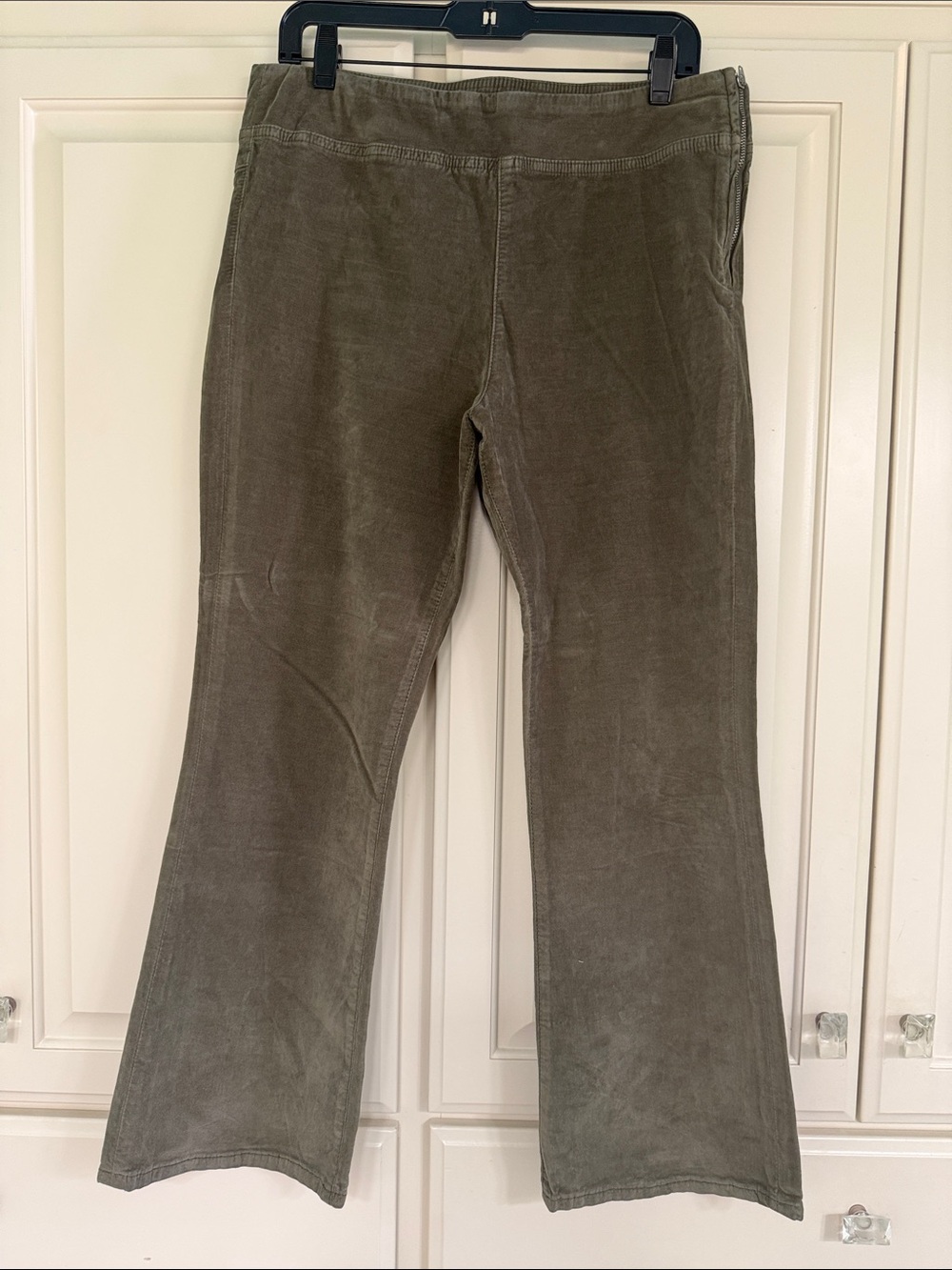Free People Olive Velvet Wide-Leg Pants
